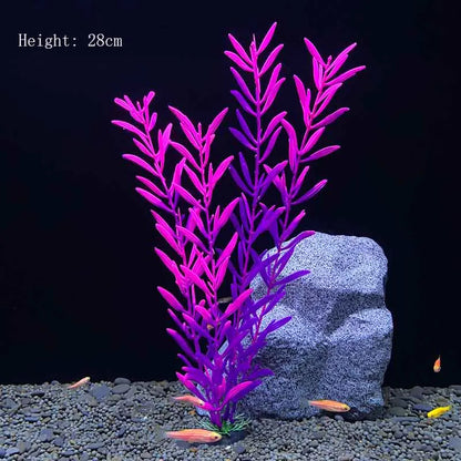 Artificial Aquarium Plants – Plastic Underwater Green Shrubs with Resin Base, Fish Tank Decoration