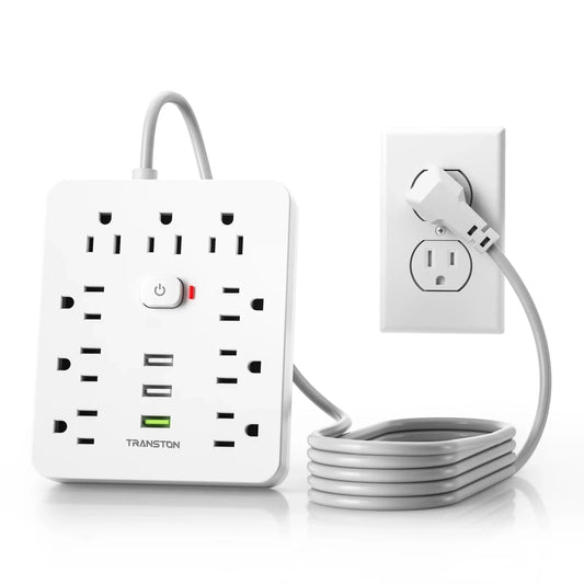 Power Strip with Surge Protector – 9 AC Outlets & 3 USB Ports, 5ft Extension Cord, Quick Charge, UL Certified Power Outlet for Home & Office (White)