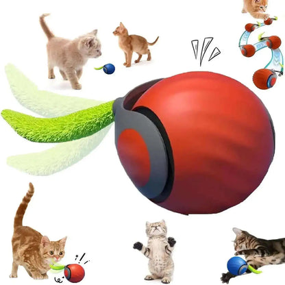 Interactive Rolling Cat Toy with Tail – USB Rechargeable Smart Ball, Dual-Speed Automatic Play