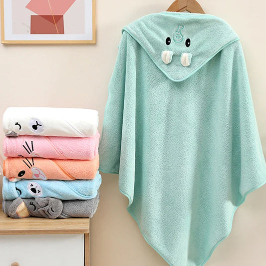 Toddler and Baby Hooded Towel Super Soft Coral Velvet Bathrobe Swaddle Wrap for Newborns and Kids