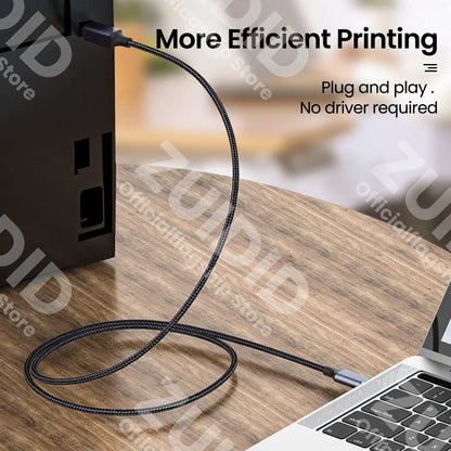 USB Type-C to USB-B 2.0 Printer & Scanner Cable for Laptops and Devices