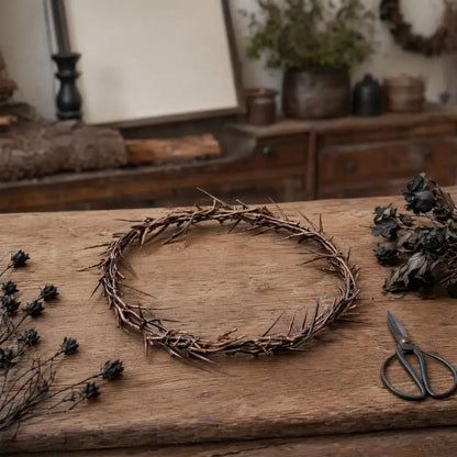 Halloween Crow Thorns Dead Branch Wreath – Realistic Spiked Branch Garland for Haunted House, Door & Horror Decor – 25cm & 45cm