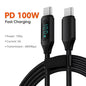 100W USB-C to USB-C PD Fast Charging Cable 1m/2m (3.3ft/6.6ft) High-Speed Data & DisplayPort Video