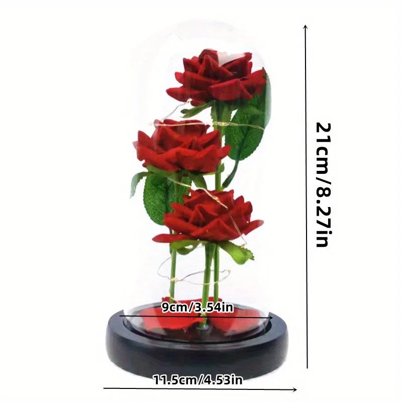 Rose Glass Dome Flower Ornament