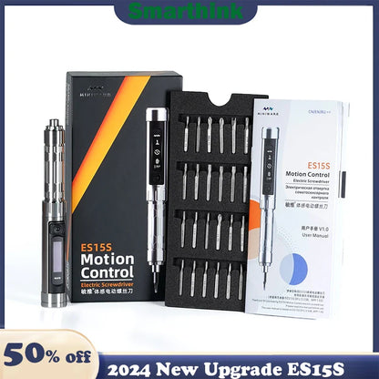 Intelligent Motion Control Rechargeable Cordless Electric Screwdriver USB Chargeable, 24-Piece 4mm Bit Set & LED Light