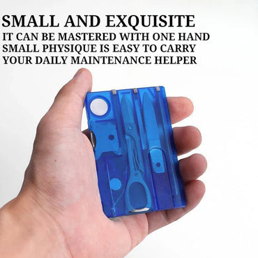 Credit-Card Multi-Tool Survival Card — Portable 5.5 × 8 cm (2.17 × 3.15 in) Pocket Emergency Tool with Screwdriver, Compass & Bottle Opener for Camping