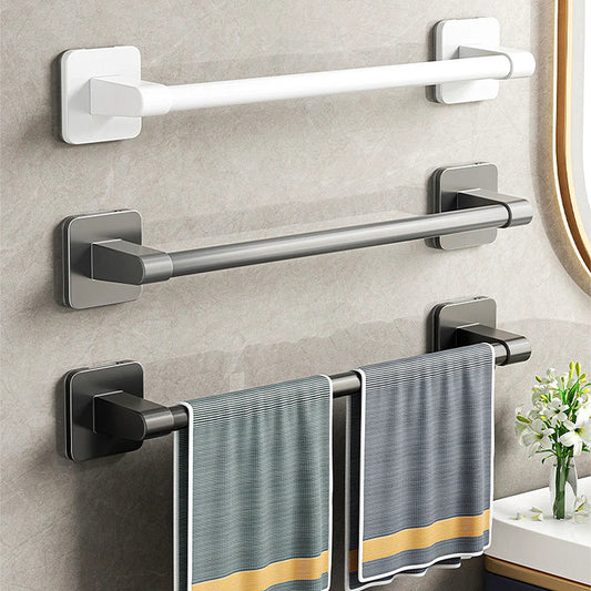 Self-Adhesive Double Towel Bar No-Drill Bathroom Towel Rack White/Gray