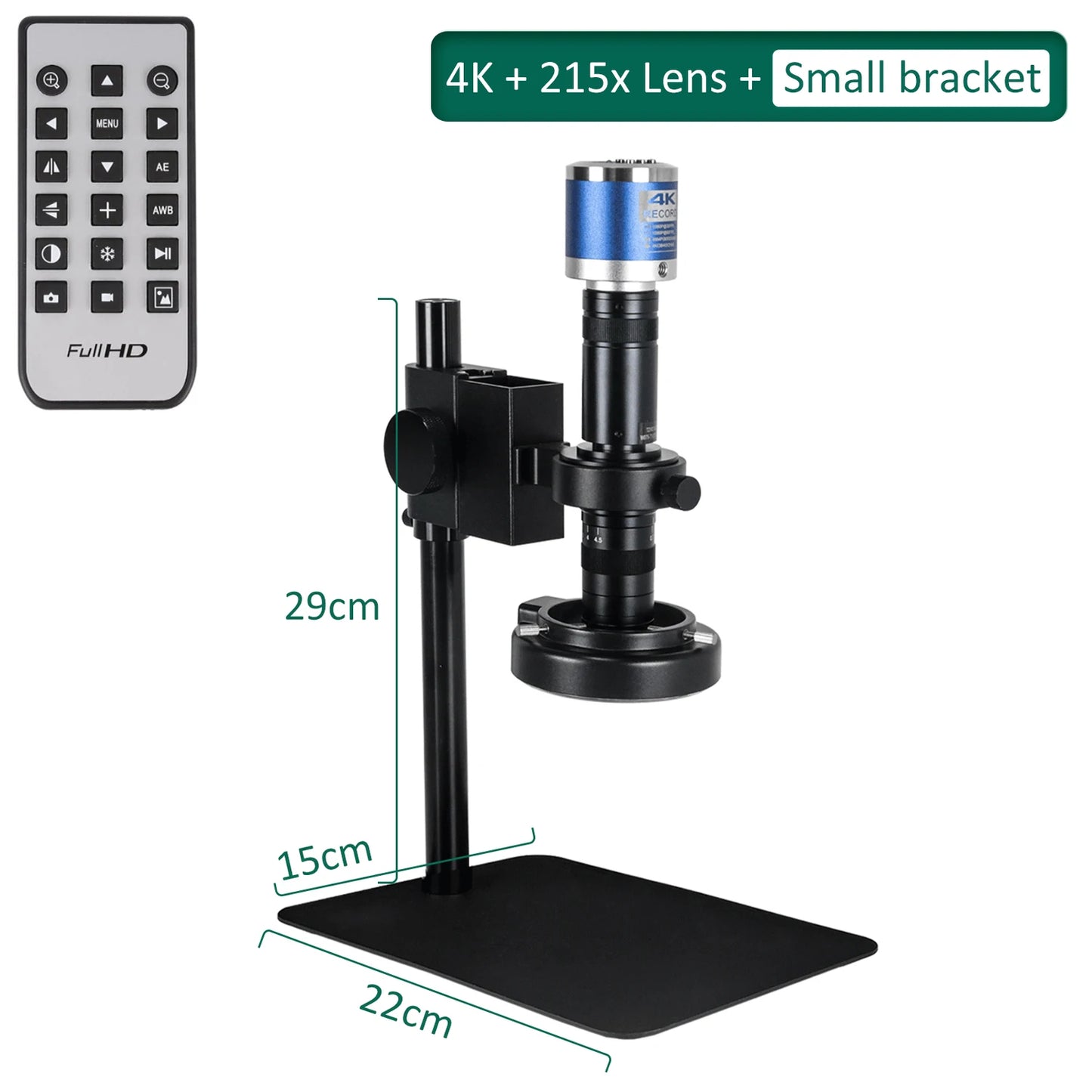 YIZHAN 215X 4K HD Digital Microscope Imx415 HDMI Camera USB-C Output Zoom Lens Remote Control Computer Software Optional Base