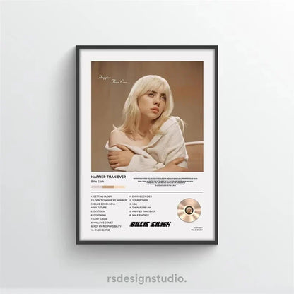 Rap Music Album Cover Happier Than Ever Poster Aesthetic Rapper Hip Hop Rock Canvas Wall Art Ideal for Room Decor