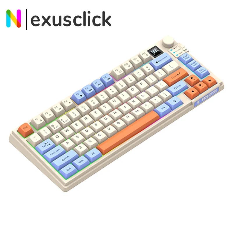 Premium Dual-Modes 2.4G+Bluetooth Keyboard Mouse Combo Rechargeable Keyboard With Display Screen & Knob For PC Computer Tablet