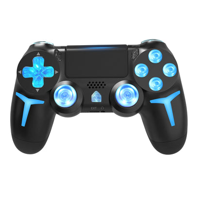 GAMINJA P412 Wireless Game Controller - PS4/PS3/PC, 6-Axis Gyro, Dual Vibration, Non-Linear Triggers, 600mAh, 6-8Hr Battery, Black/White