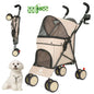 4-Wheel Pet Stroller for Dogs & Cats with Rotating Front Wheels, Brakes and Storage for Travel & Outdoor