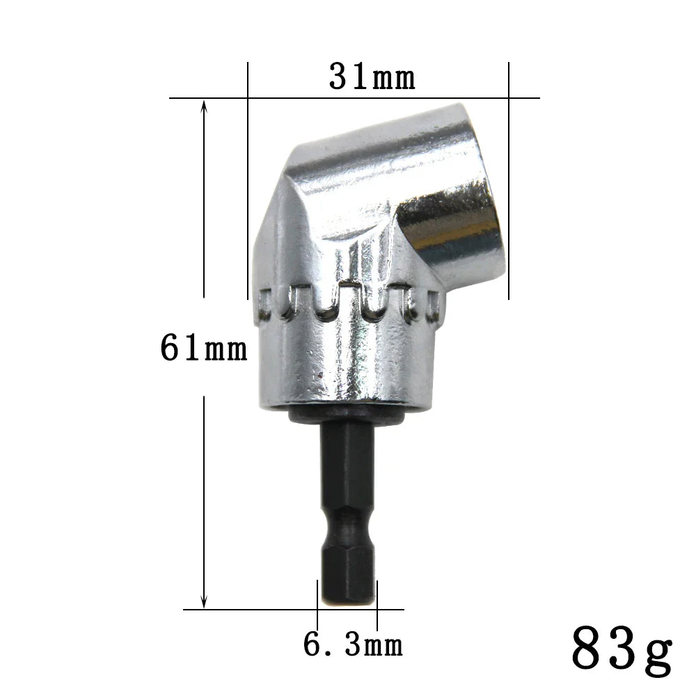 105° Right Angle Drill Attachment – 1/4 in (6.35 mm) Hex Screwdriver Adapter, 2.4 in (61 mm) Extension for Electric Drills & Wrenches