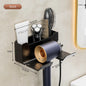 Wall-Mounted Hair Dryer Holder Cradle - Blow Dryer Organizer for Bathroom (White/Black/Grey)