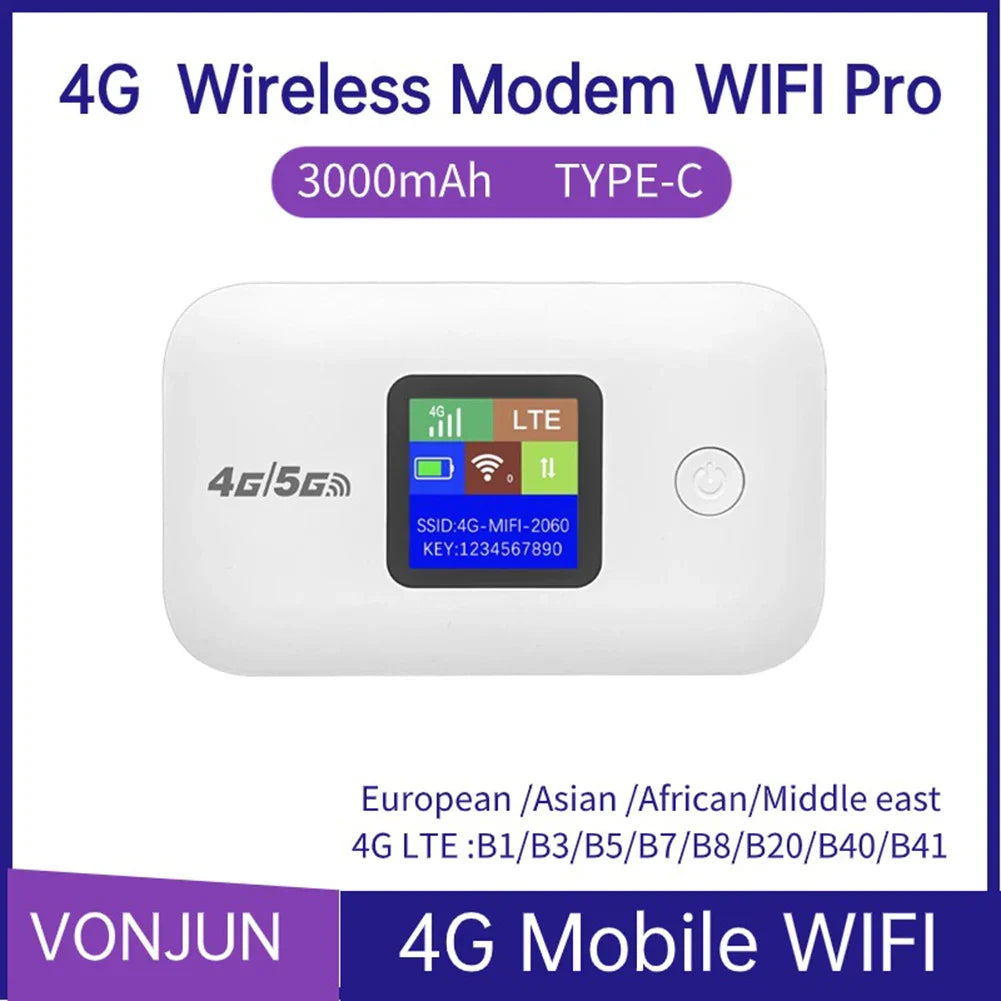 4G LTE Pocket Mobile WiFi Hotspot 150Mbps 2100mAh Portable SIM Slot Router for Travel & Car