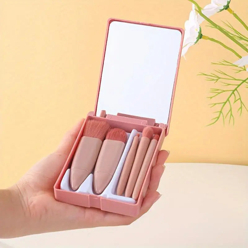 5-Piece Dusty Rose Pink Makeup Brush Set - Soft Synthetic Bristles for Foundation, Blush & Eyeshadow, Gift-Ready Beauty Kit