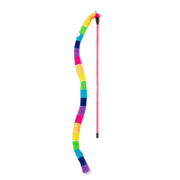 Interactive Cat Teaser Wand with Bell – Gradient Plush Caterpillar Tassel Toy for Cats