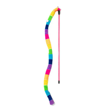 Interactive Cat Teaser Wand with Bell – Gradient Plush Caterpillar Tassel Toy for Cats