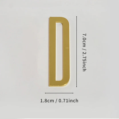Golden Self Adhesive House Number Metal English Alphabet Letters for Apartment Room Door Plate Table Mailbox Number Stickers 7cm