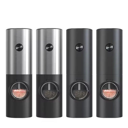 Automatic Salt and Pepper Grinder Set with LED Light – Battery Operated Adjustable Spice Mills