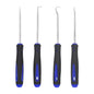 4-Piece Car Oil Seal Hook Tool Set - O-Ring Gasket Puller & Hose Remover, Blue TPR Handles, 165mm (6.5 in) & 240mm (9.45 in)