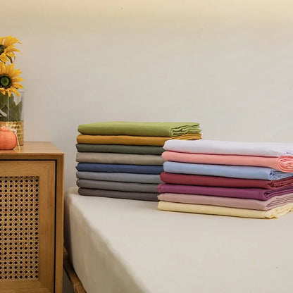 Soft Home Flat Bed Sheet — Plain Solid Color Top Sheet for Single, Queen, King Beds