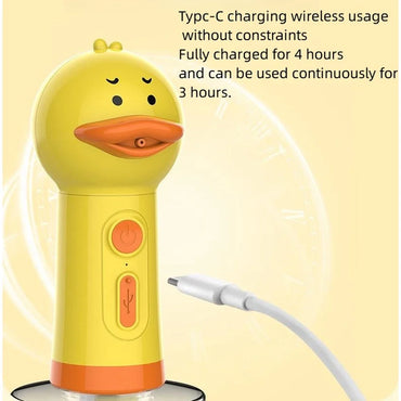 Cute Yellow Duck USB Rechargeable Foam Soap Dispenser for Pet Bathing – Automatic Pet Shampoo Foamer
