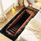 3D Optical Illusions Stone Staircase Pond Runner Rug Funny Hole Home Decor Floormat Non-Slip Soft Carpet for Hallway Living Room