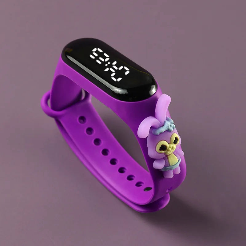 Kids LED Touch Sports Watch – Silicone Digital Bracelet, 45mm Waterproof (5ATM) Cartoon Character Design for Girls & Boys