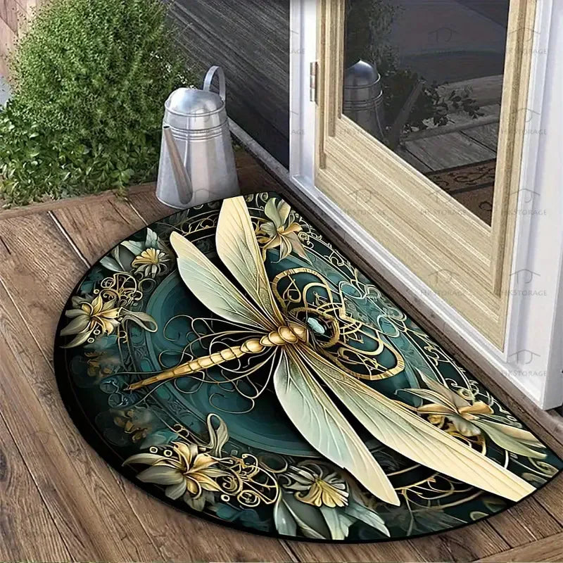 VIKAMA Flower Floor Mats Half Circle Printed Floor Mats Entryway Floor Mats Bathroom Door Mats Dirty Resistant Floor Mats