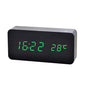 Wooden LED Digital Alarm Clock with Temperature Display — 3 Alarms & Adjustable Brightness, USB Bedside Desk Clock