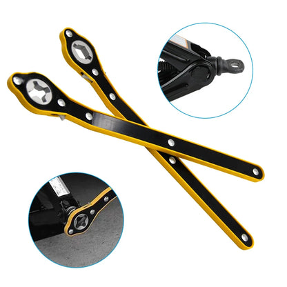 Universal Car Jack Crank Handle Set — 2-Piece Labor-Saving Ratchet Wrench & Cross Handle Accessories