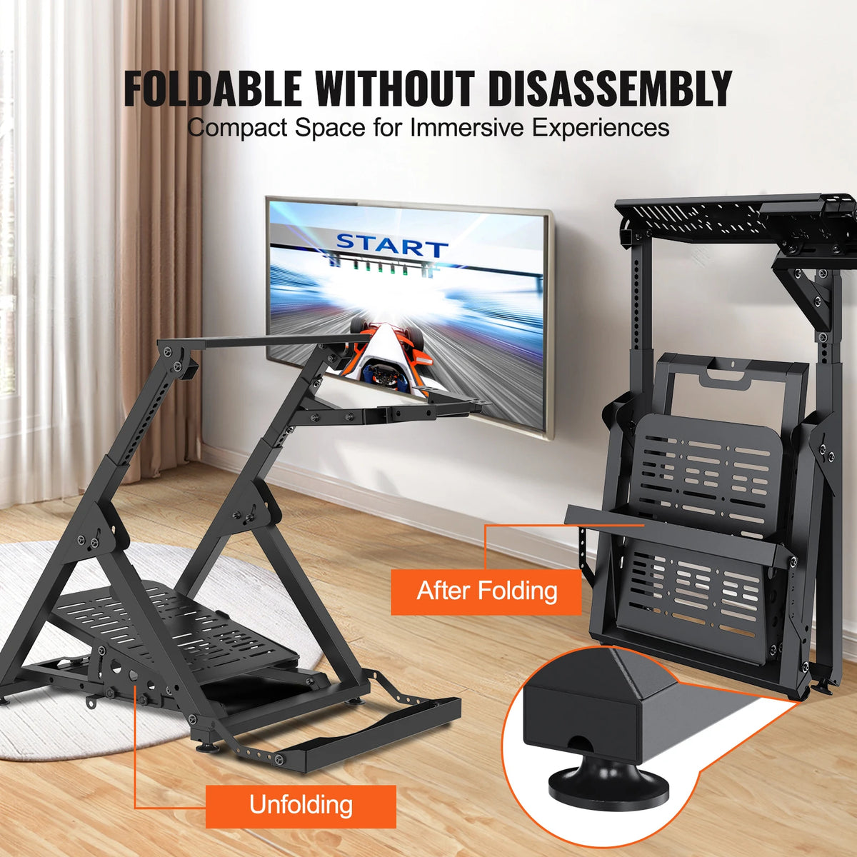 SucceBuy Foldable Racing Wheel Stand with Adjustable Pedals