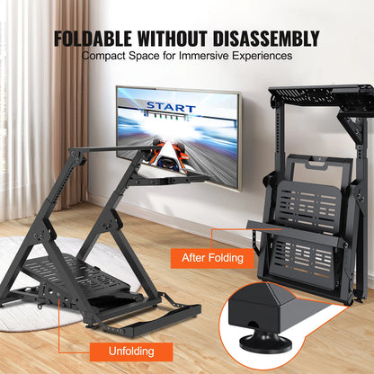 SucceBuy Foldable Racing Wheel Stand with Adjustable Pedals
