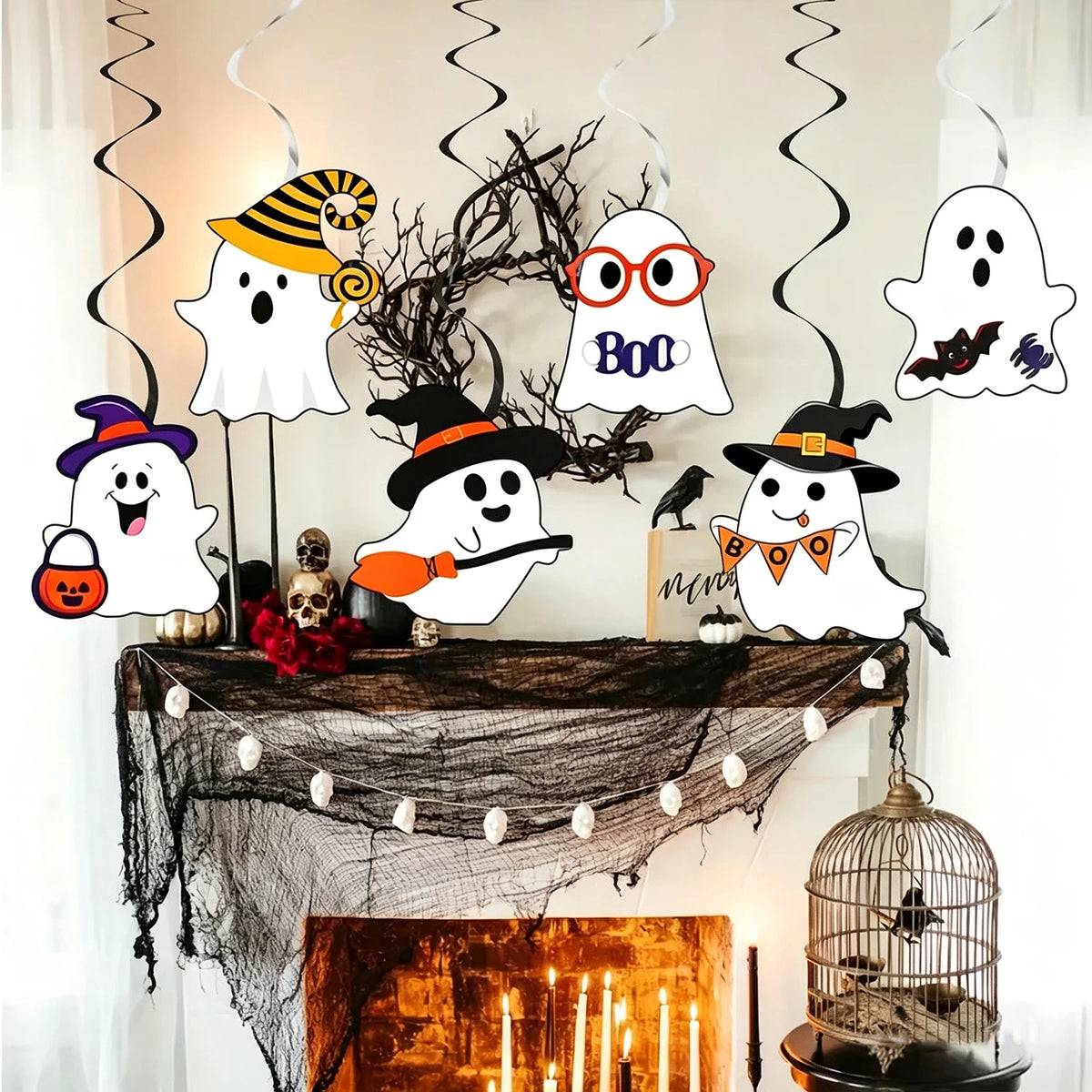 Boo Ghost Paper Hanging Swirls - 1 Set