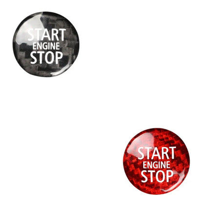 Carbon Fiber Engine Start Stop Button Cover Trim - Red Carbon Fiber Pattern - Interior Switch Protector