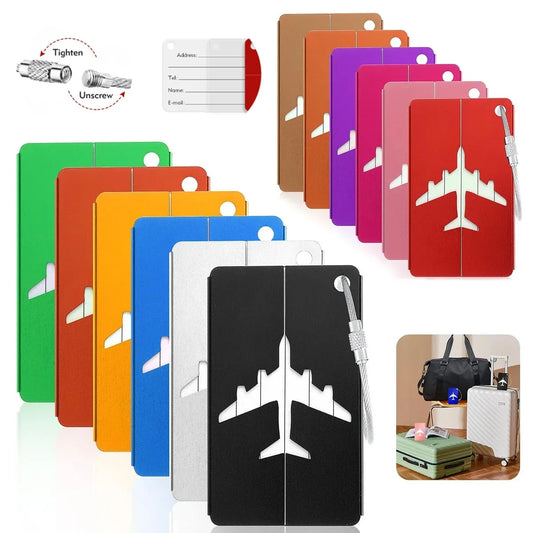 Aluminum Alloy Aircraft Luggage Tag – Metal Travel ID Bag Tag Anti-Lost Solid Color