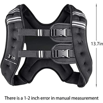 Adjustable Weighted Vest 8-30 lbs - Neoprene, Reflective Strips, Iron Sand Plates, Men & Women