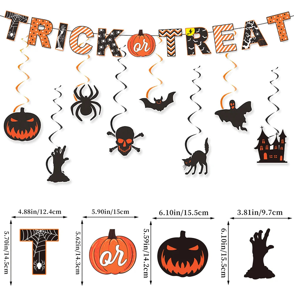 Halloween Party Decoration Set, Banner, Garland, Spider Web and More