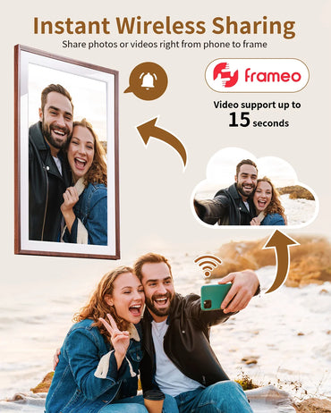 15.6-Inch (39.6 cm) FHD Touchscreen Digital Photo Frame, 32GB Built-In, WiFi & Frameo App, MP4 Playback, Wall-Mountable