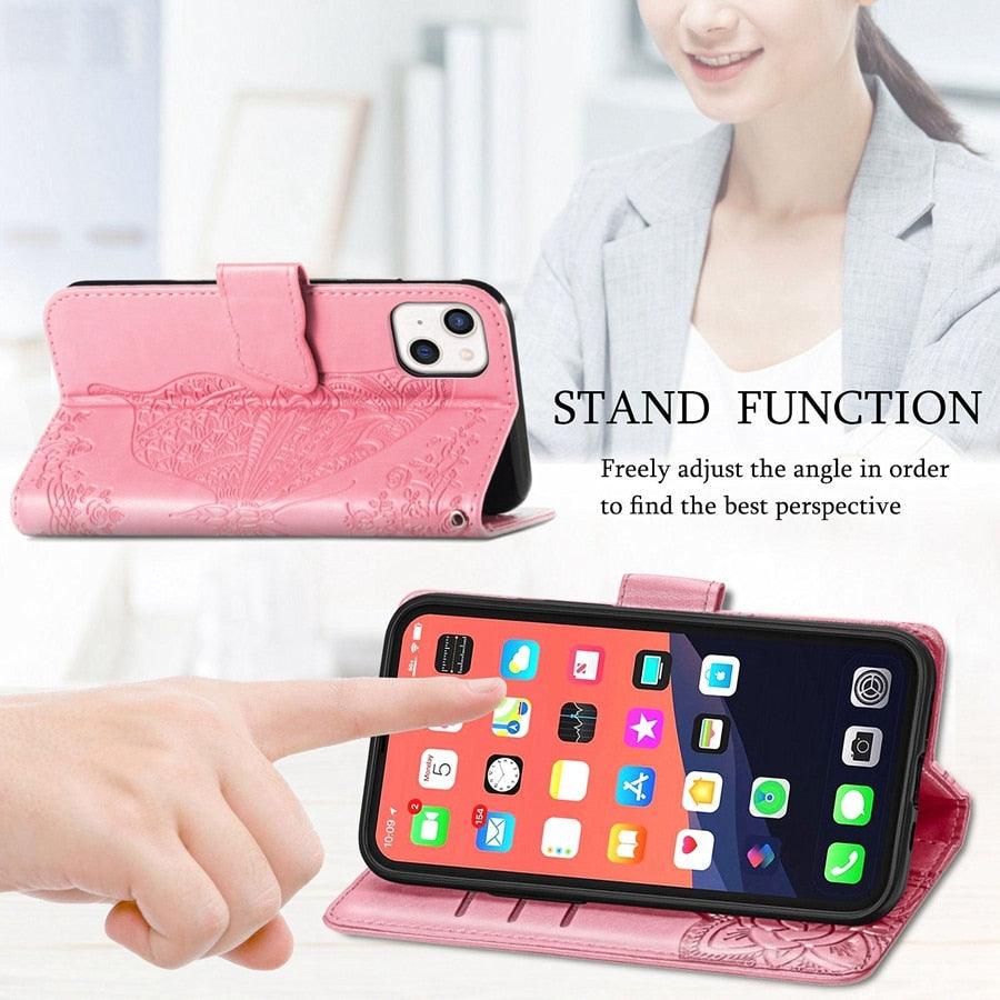PU Leather Wallet iPhone Case with Kickstand - Multiple Models