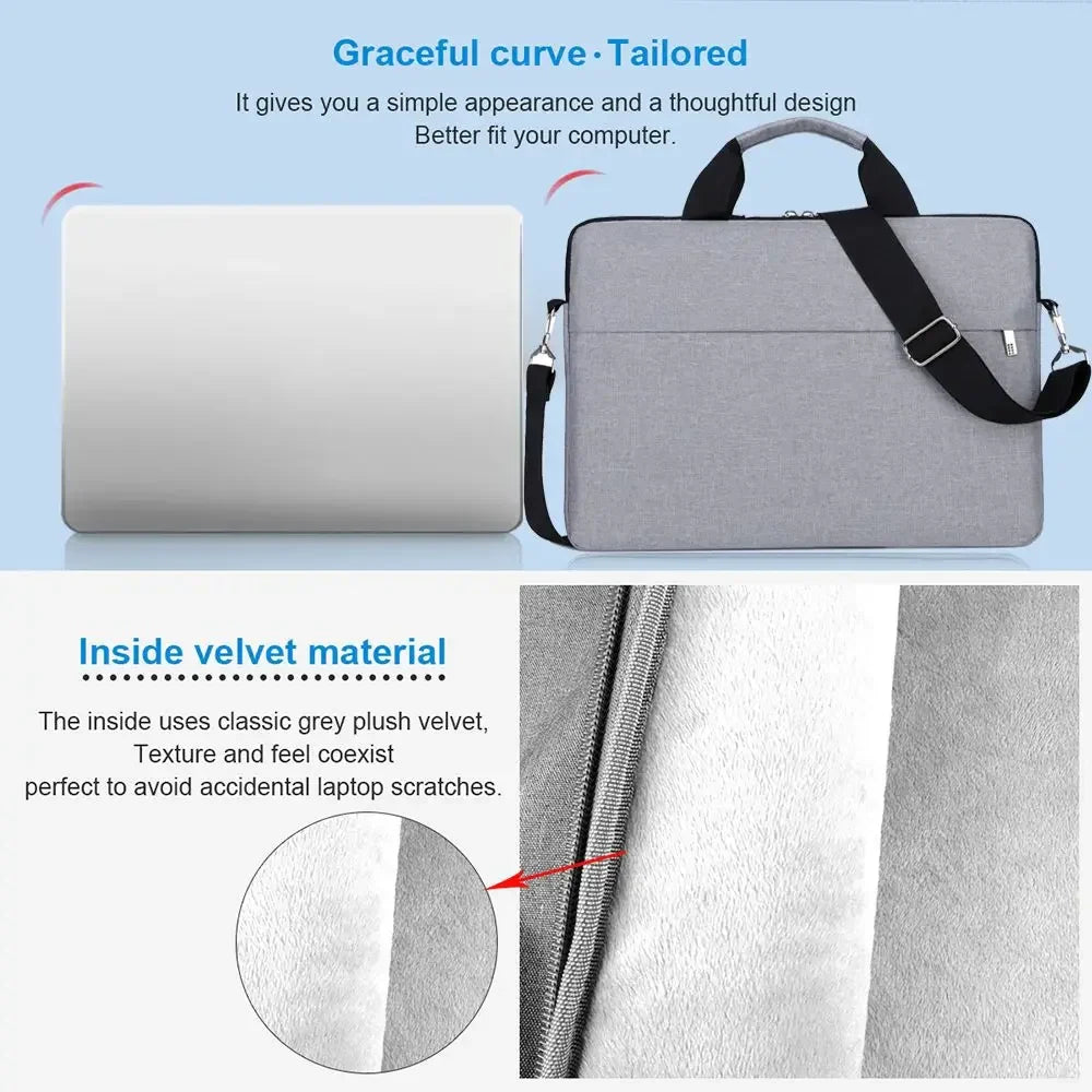 Padded Water-Resistant Laptop Sleeve 13–15.6 Inch with Shoulder Strap