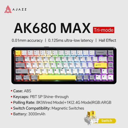 68-Key Hot-Swappable Mechanical Bluetooth & USB Compact Gaming Keyboard with RGB Backlight