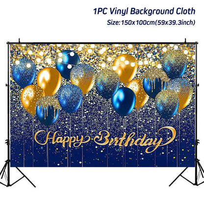 Gold Glitter Happy Birthday Party Backdrop For Photo Black  Happy Birthday Adult Theme Party Decoration Supplies DIY Backdrops