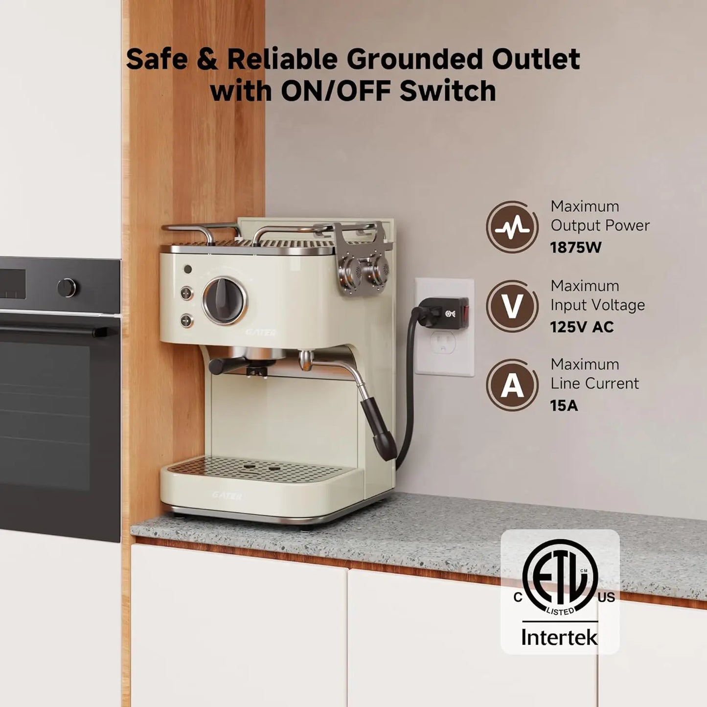 3-Pack Grounded Outlet Switch with On/Off Button, Black - Safe Energy-Saving Adapter