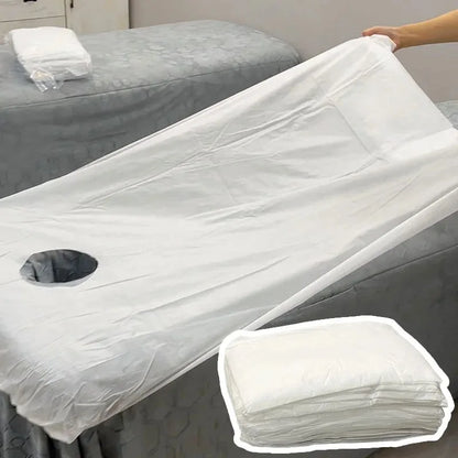10-Pack Disposable Open-Face Spa Bed Sheets — Breathable Non-Woven Elastic Massage Table Covers for Salon & Spa