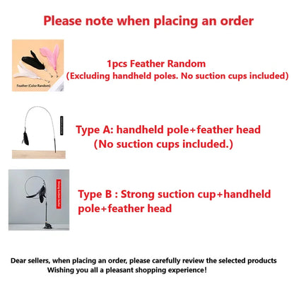 Interactive Cat Feather Teaser Wand with Bell, Extendable Rod, Suction Cup & Replaceable Feather Head