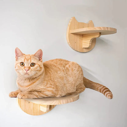 Wall-Mounted Cat Climbing Shelves with Steps, Scratching Post and Hideaway Bed