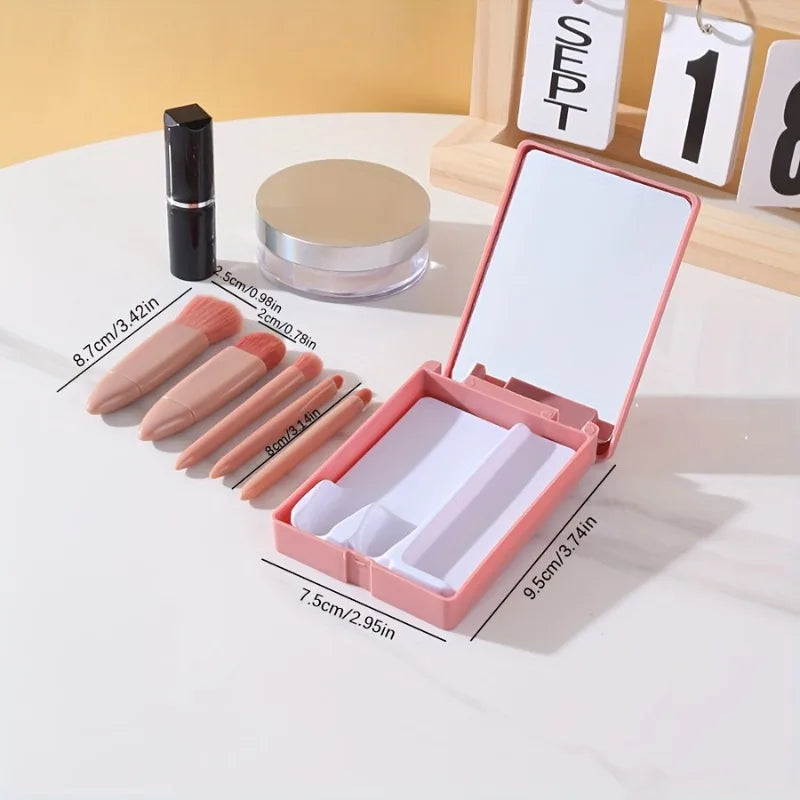 5-Piece Dusty Rose Pink Makeup Brush Set - Soft Synthetic Bristles for Foundation, Blush & Eyeshadow, Gift-Ready Beauty Kit