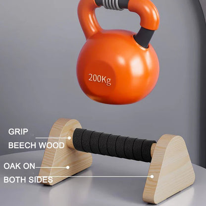 Solid Beech Wood Foldable Push-Up & Dip Stand — Portable Russian Parallel Bars for Home Gym Strength Training